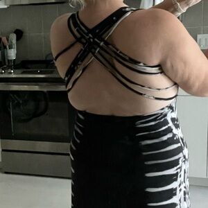 Elegant Black and White Strappy Dress